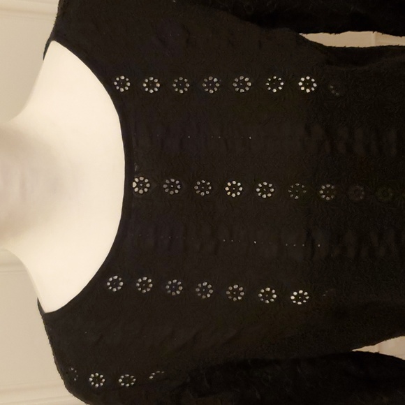 Black Eyelet 3/4 Sleeve Top - Picture 2 of 7